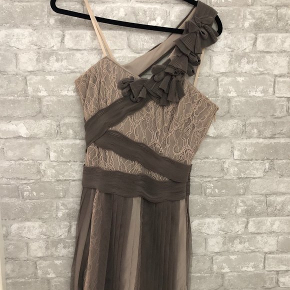 BCBGMaxAzria Pleated Contrast Lace Dress - Picture 3 of 8